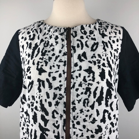 Animal & Geometric Print Linen Shift Dress Medium - Picture 3 of 6